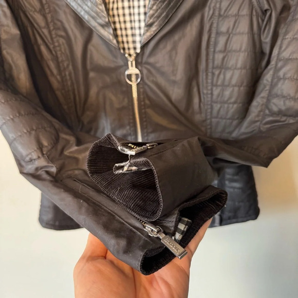 Barbour International Women’s Sz 4 Pivot Waxed Cotton Jacket - Picture 4 of 9